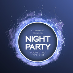 Poster - night party dance poster background. event celebration flyer. futuristic technology style. big data.
