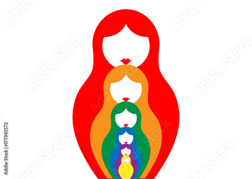 Russian nesting dolls matrioshka, set icon colorful symbol of Russia, vector iso Poster Mural XXL