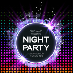 Poster - night party dance poster background. event celebration flyer. futuristic technology style. big data.