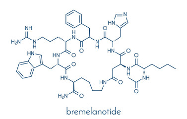 Sticker - Bremelanotide female sexual dysfunction drug molecule (investigational). Skeletal formula.