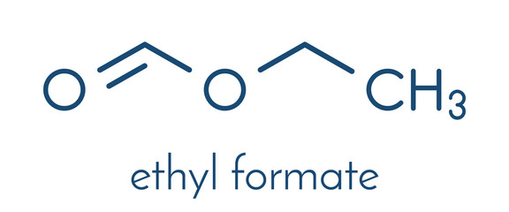 Ethyl formate (ethyl methanoate) molecule. Skeletal formula.