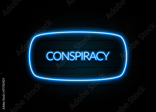 Fotografie, Obraz Conspiracy - colorful Neon Sign on brickwall