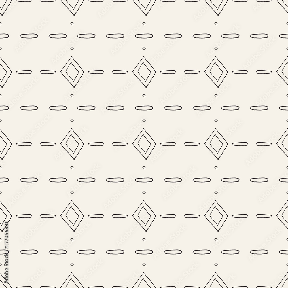 Seamless ethnic pattern. Black and white vector illustration. Stock ...