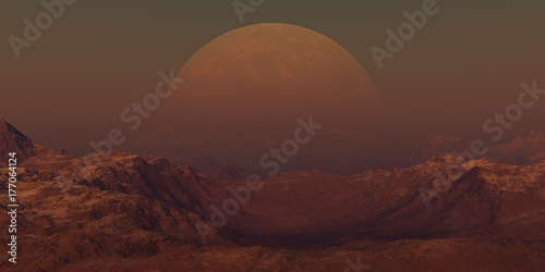 Zdjęcie XXL 3d rendered Space Art: Alien Planet - Fantasy Landscape
