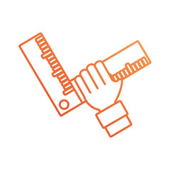 Sticker - hand with carpenter square vector illustration