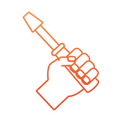 Sticker - hand  with screwdriver vector illustration