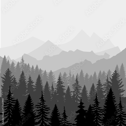 Naklejka dekoracyjna Panorama gór i lasu