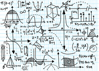 Wall Mural - Physical formulas and phenomenon. hand-drawn illustration. science board with math. physics education at school,Vector Illustration