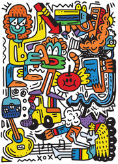 Poster - Welcome Back to School poster with doodles,Good for textile fabr