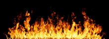 Fire Flames On Black Background.