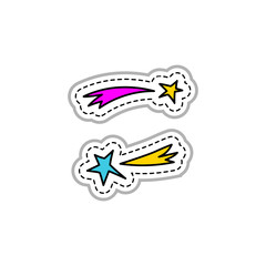 firework icon, star sticker, badge or patch. retro fashionable patch element 80s-90s, vector doodle 