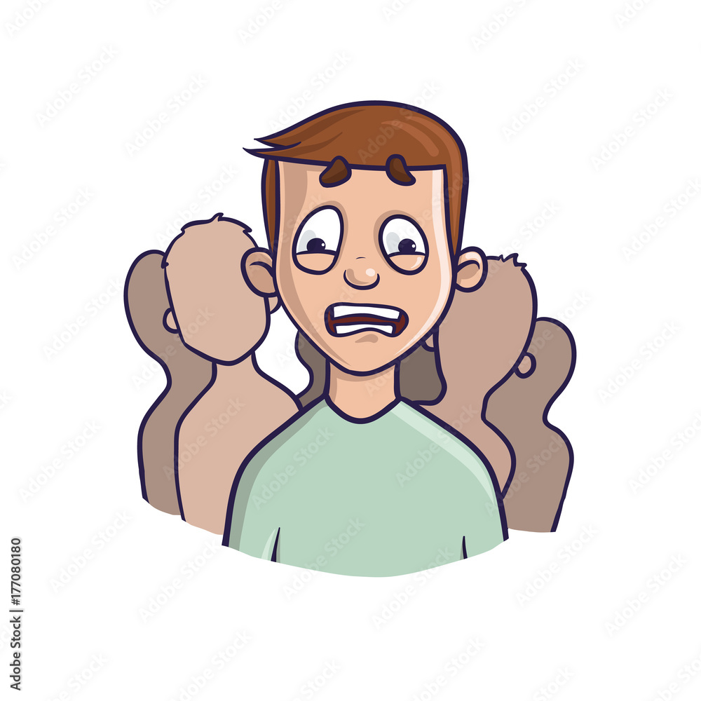 Social anxiety disorder, social phobia concept. Depressed young man in ...