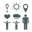 Icons set people, weather, and more on a white background