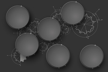 Wall Mural - Gears in engagement. Engineering drawing abstract industrial background with a cogwheels.