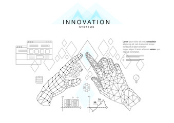 Poster - Future technics Innovation systems layouts in polygonal contour line composition