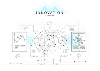 Poster - Future technics Innovation systems layouts in polygonal contour line composition