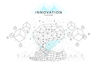 Poster - Future technics Innovation systems layouts in polygonal contour line composition