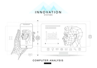 Poster - Future technics Innovation systems layouts in polygonal contour line composition
