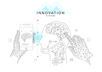 Poster - Future technics Innovation systems layouts in polygonal contour line composition