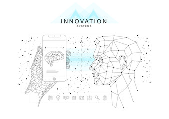 Poster - Future technics Innovation systems layouts in polygonal contour line composition