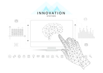 Fototapete - Future technics Innovation systems layouts in polygonal contour line composition