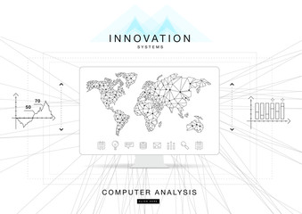 Poster - Future technics Innovation systems layouts in polygonal contour line composition