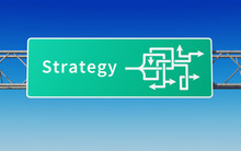 Road Sign With Multiple Paths To Strategy