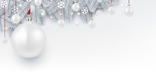 Background With White 3d Christmas Ball.