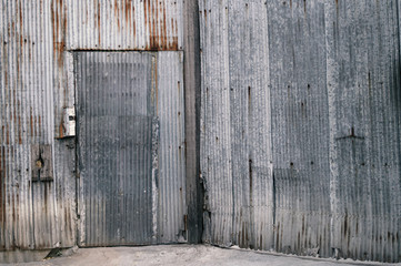 Wall Mural - old zinc wall fence, galvanized iron wall, old film look filter effect