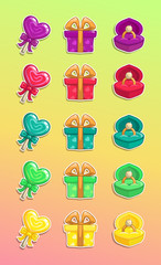 Sticker - Cartoon colorful romantic stickers set.