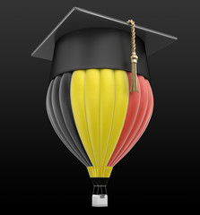 Poster - Hot Air Balloon with Belgian Flag and Graduation cap. Image with clipping path