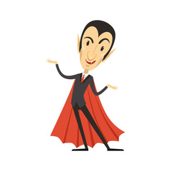 Wall Mural - Count Dracula, vampire standing in suit and red cape