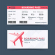 Boarding pass ticket red and white design element. vector illustration