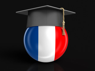Poster - Graduation cap and French flag. Image with clipping path