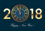 Fototapeta Big Ben - 2018 - carte de vœux - Big Ben - Londres - horloge - chic - classique - raffiné - happy new year