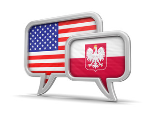 Poster - Speech bubbles with flags. Image with clipping path