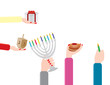 © Sigdesign - Vector women hands set with hanukka elements