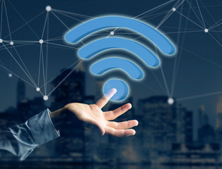 Poster - Wifi symbol displayed on a futuristic interface - Connection and internet concept