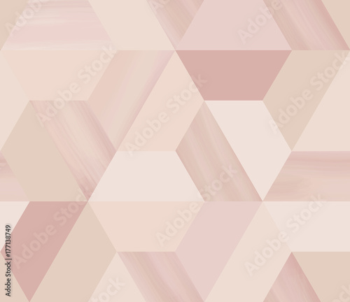 Naklejka dekoracyjna Geometry hexagonal abstract seamless pattern in beige/nude theme with glitter