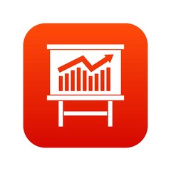 Poster - Growing chart presentation icon digital red