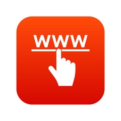 Poster - Hand cursor and website icon digital red