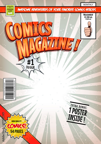 Comic Book Cover Template/Illustration of a cartoon editable comic book