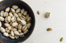 Bowl Of Salted Pistachios Snack