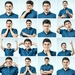 © Iurii - Set of young man's portraits with different emotions and gestures