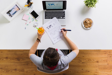 Sticker - woman with laptop and papers at office table