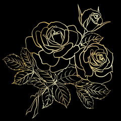 Wall Mural - Golden Rose sketch