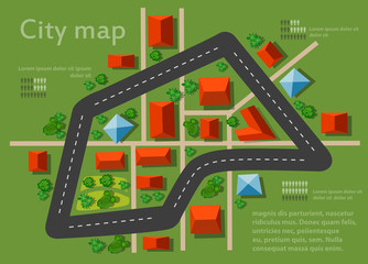 Wall Mural - Top view of city map