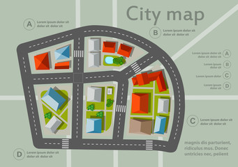 Wall Mural - Top view of city map