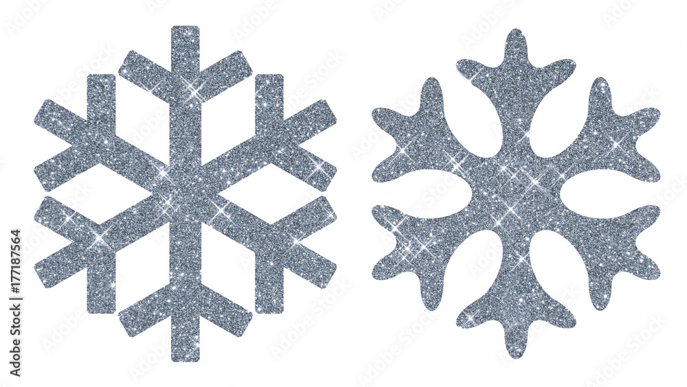 Flocons De Neige En Mousse Pailletée Autocollants - Lot De Décorations Argentées De 27 Mm