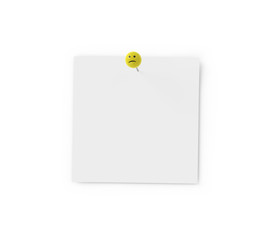 Notizzettel mit nachdenklichen Smileypin